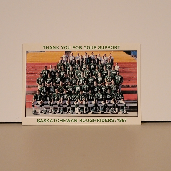 CFL 1987 Saskatchewan Roughriders Thank you for your support card - Picture 1 of 2